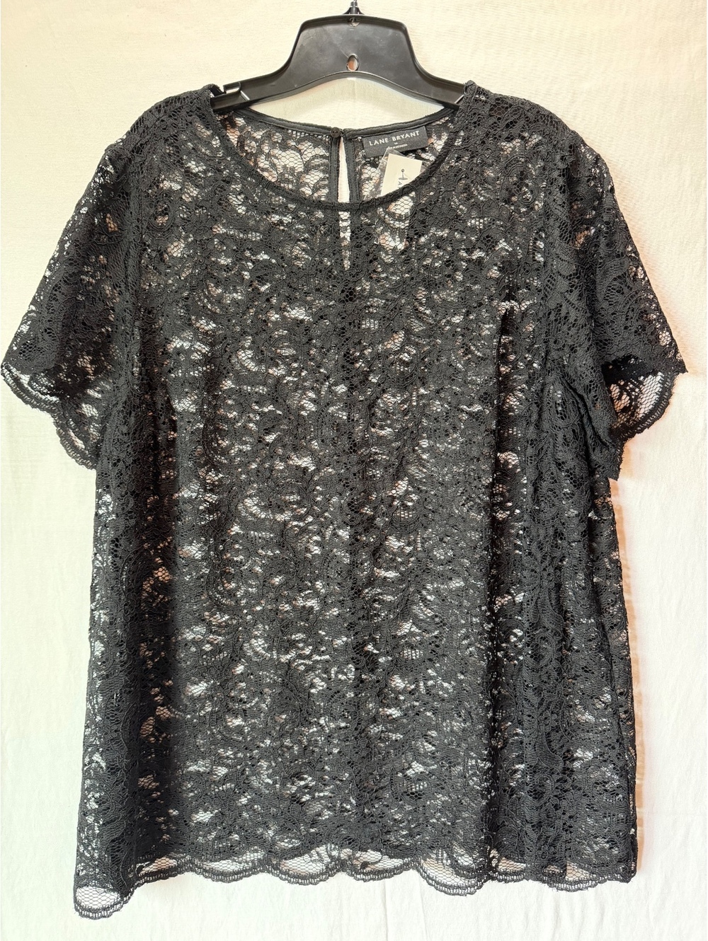 Lane Bryant Black Lace Short Sleeve Blouse Size 16